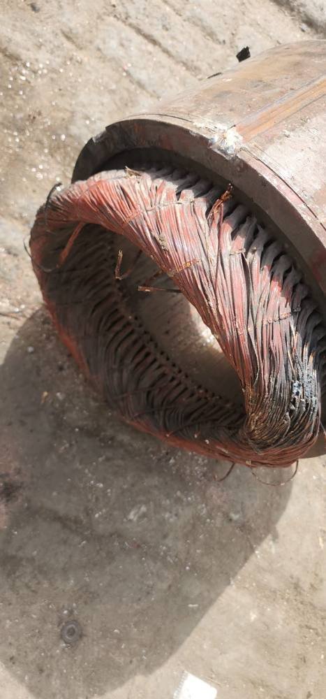 Motor stator with copper winding scrap
